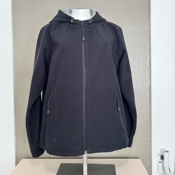 Cabela’s Black Softshell Hooded Jacket Women’s M Fleece Lined Outdoor Coat 2 - Picture 12 of 14